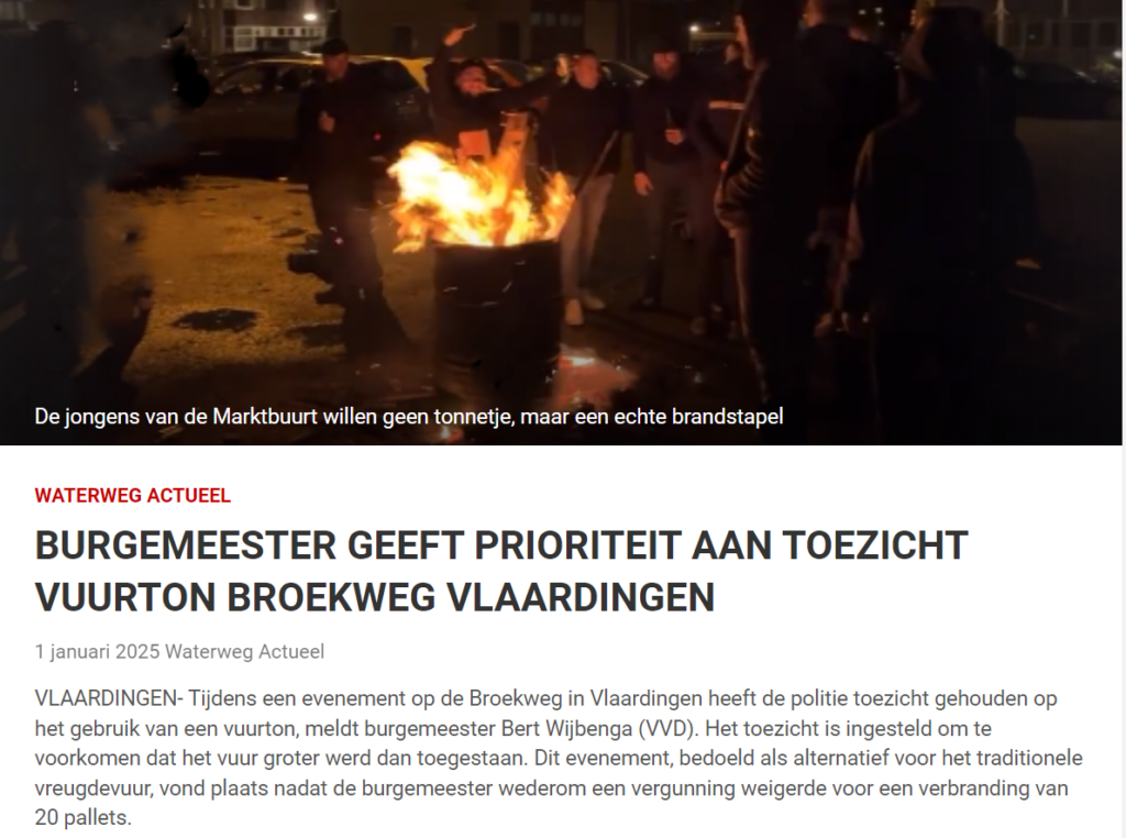 Reactie op toezicht op vuurton